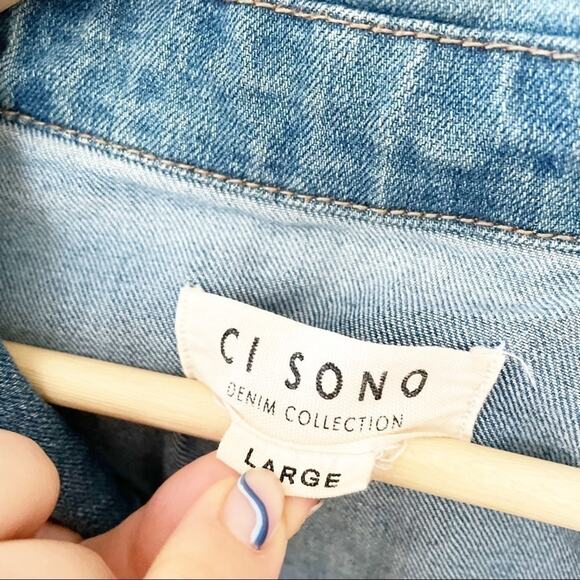 CI SONO denim jeans jacket button closure sz Large - Picture 3 of 6